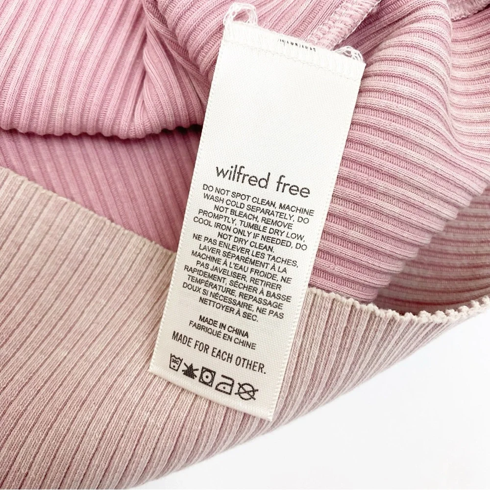 Wilfred Free X Aritzia Dunes Ribbed Crew Neck Mini Bodycon Dress Dawn Pink